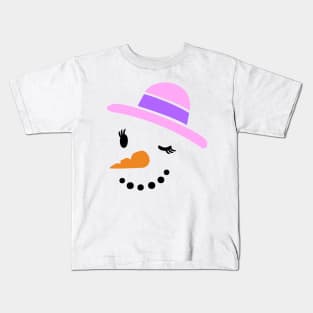 Winking Snow Woman Kids T-Shirt